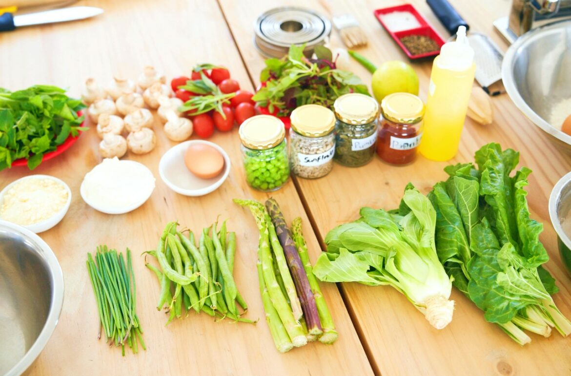 Fresh produce on table