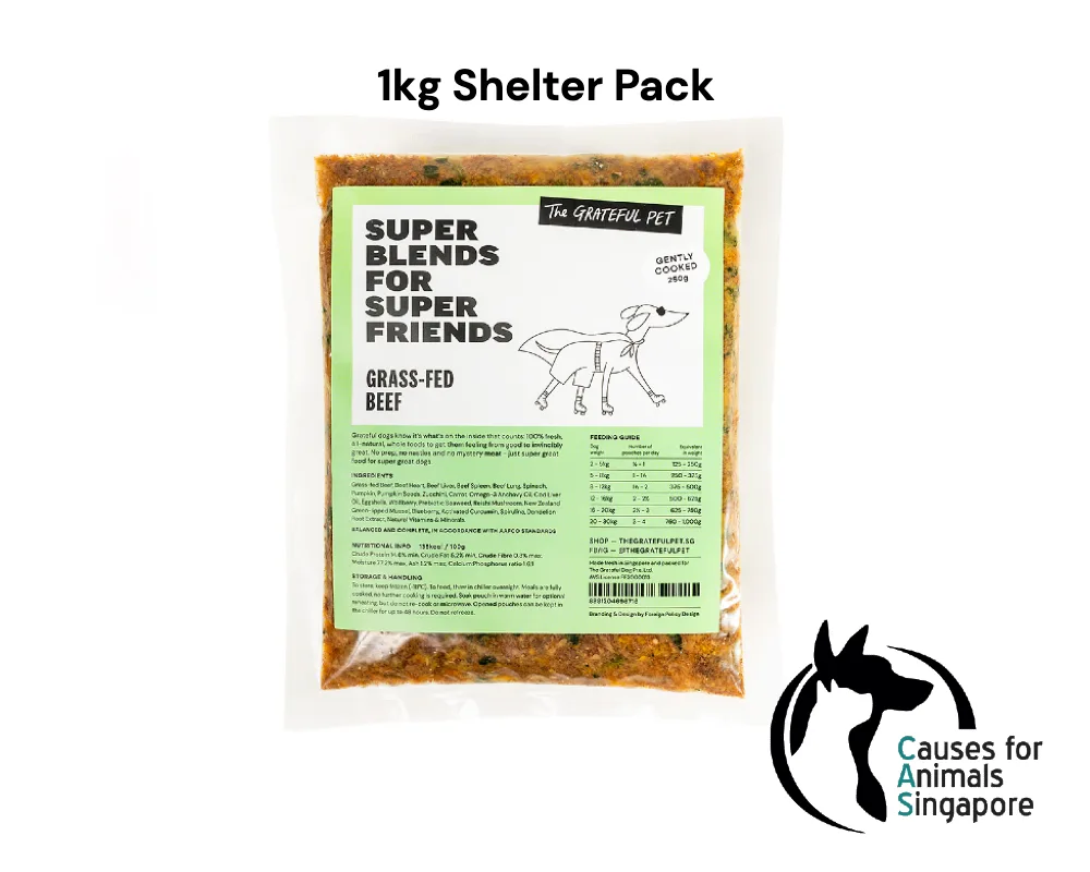 The Grateful Pet 1kg shelter pack Gently Cooked Beef Dog food